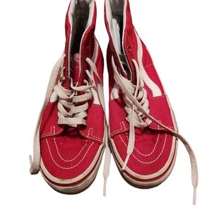 Red/White Hightop Canvas Size 7.5 Van's Off The Wall Shoes